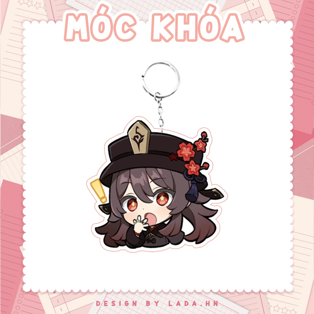 Móc khóa mô hình standee đứng để bàn Hutao Genshin Impact Lada anime đáng yêu chibi trang trí quà tặng