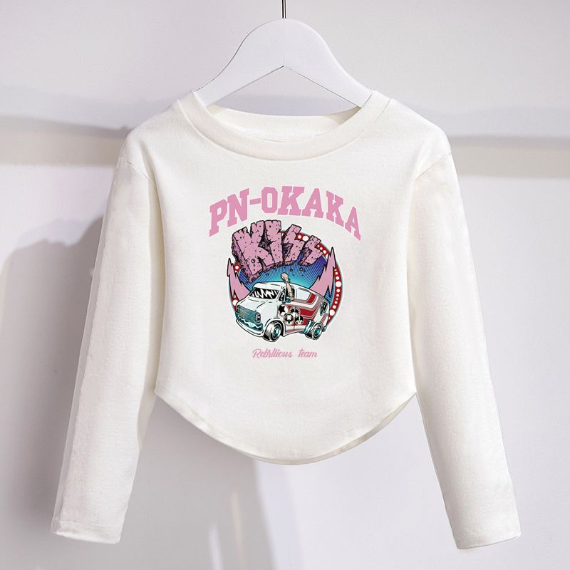 Áo Thun Tay Dài Phong Cách Hàn Quốc Thời Trang Xuân Thu Xinh Xắn Cho Bé Gái