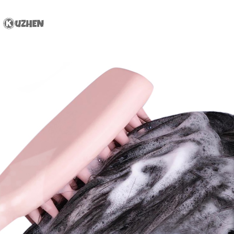 Kuzhen Bàn Chải Gội Đầu Mát Xa Da Đầu Bằng silicone Tay Cầm Dài Tiện Lợi