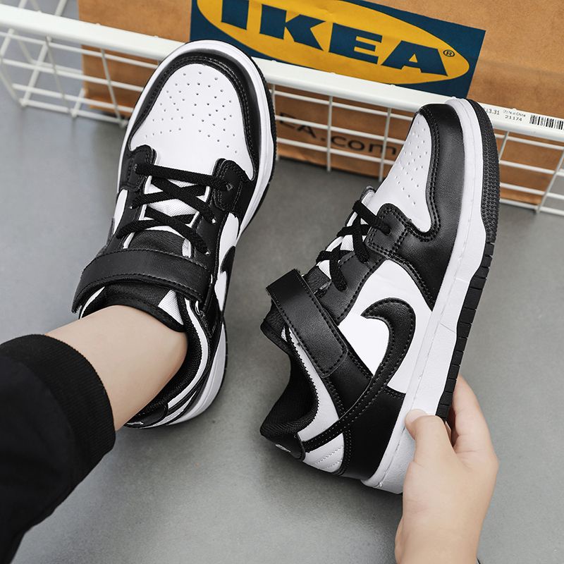 Giày Sneaker Aj Màu Trắng Đen Nhiều Màu Hình Gấu Trúc Mùa Hè Cho Học Sinh Tiểu Học