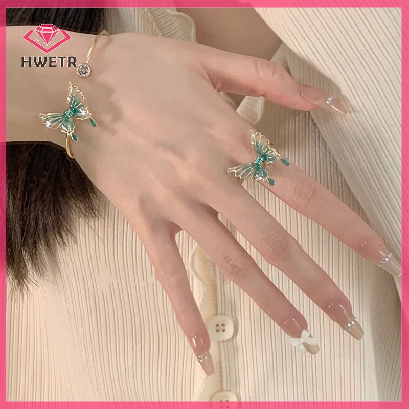 Vòng Tay Hở Hình Bướm Màu Xanh Lá Phong Cách Trung Hoa Cổ Điển Thời Trang Cho Nữ Mới