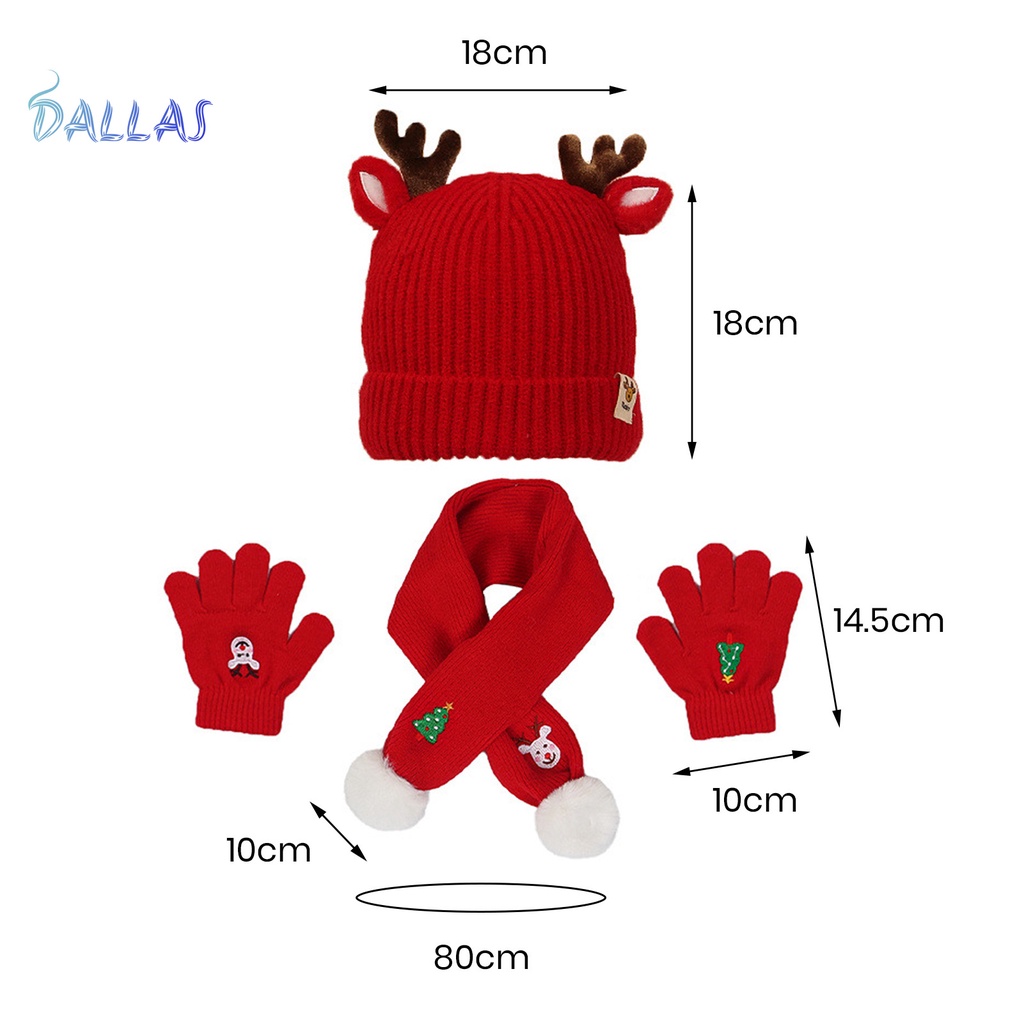 1 set Găng Tay Và Mũ Len Thêu Hình Cây Thông Giáng Sinh Mềm Mại Dày Dặn Ấm Áp Cho Bé