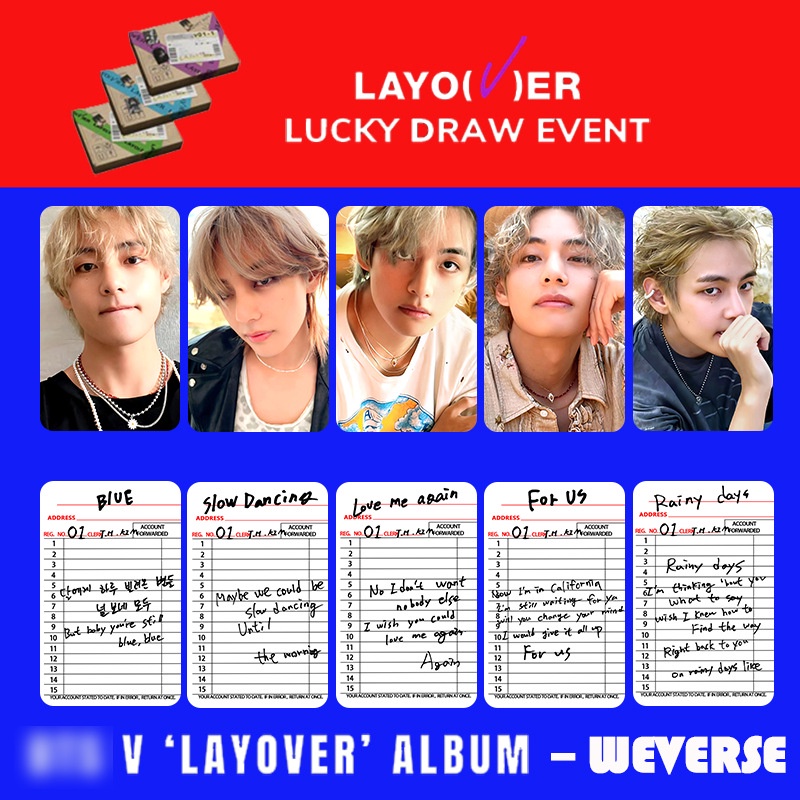 5 Cái / bộ V Album Layover Photocards XANH CHO US Solo LOMO Cards Kim Taehyung BT-S Kpop Bưu Thiếp Bộ Sưu Tập Vận Chuyển Nhanh YM