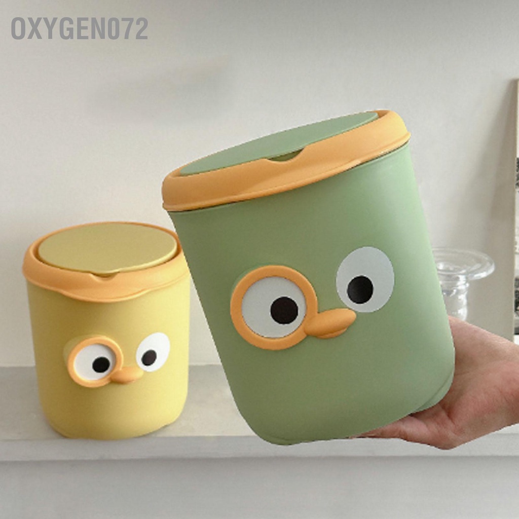 Oxygen072 Thùng Rác Mini Có Nắp Thiết Kế Hoạt Hình Dễ Thương Nhựa Để Bàn Đậy Đầu Giường Văn Phòng