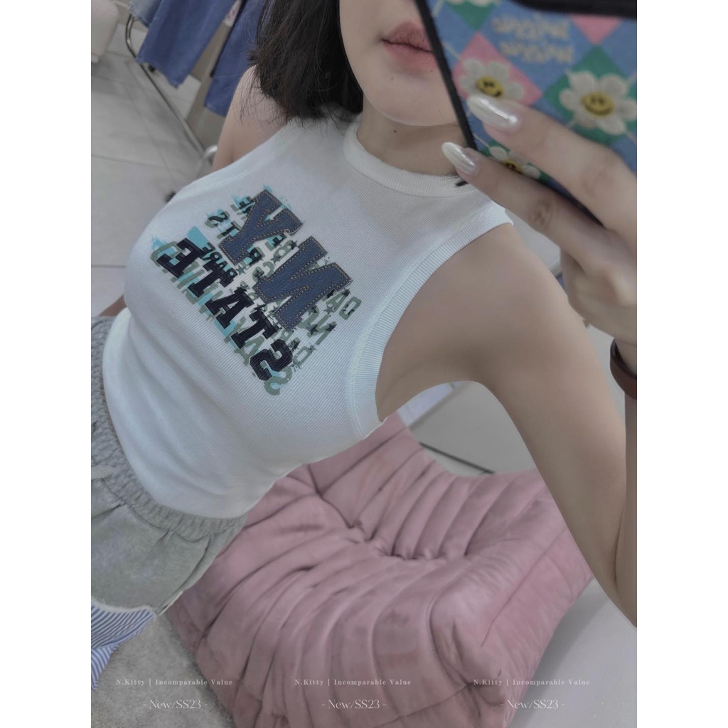 Áo thun ba lỗ ny thêu jean