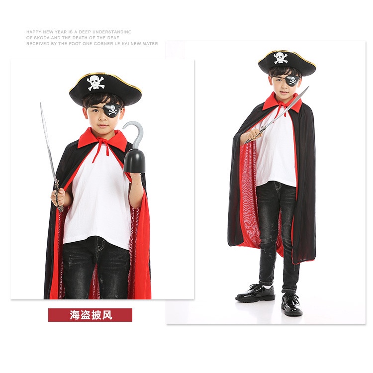 Set Nón Và Khăn Choàng Đen Hóa Trang Cướp Biển Ma Cà Rồng