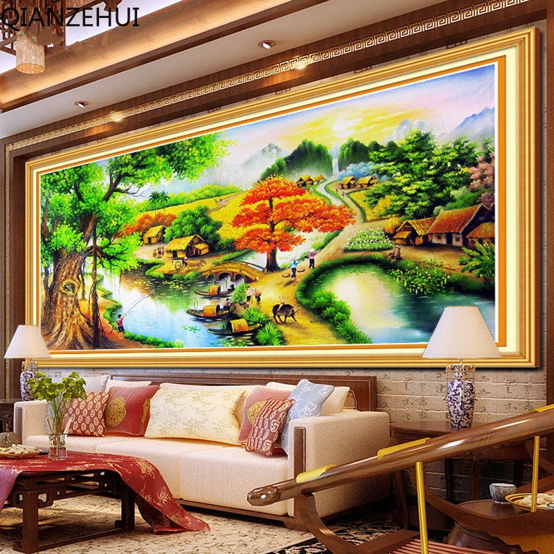 Bộ Tranh Thêu Chữ Thập 11ct diy Hình Phong Cảnh Đẹp Mắt