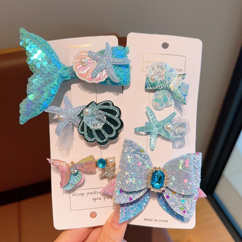 Set 3 Kẹp Tóc Hình Vỏ Sò / Nàng Tiên Cá Cho Bé Gái