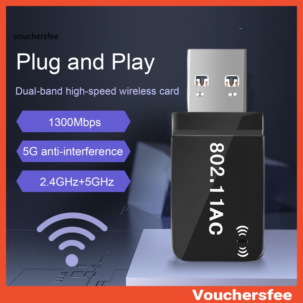 Thẻ Mạng Không Dây 1300mbps Hai Băng Tần Tốc Độ Cao Nhận Tín Hiệu usb wifi Cho laptop / pc
