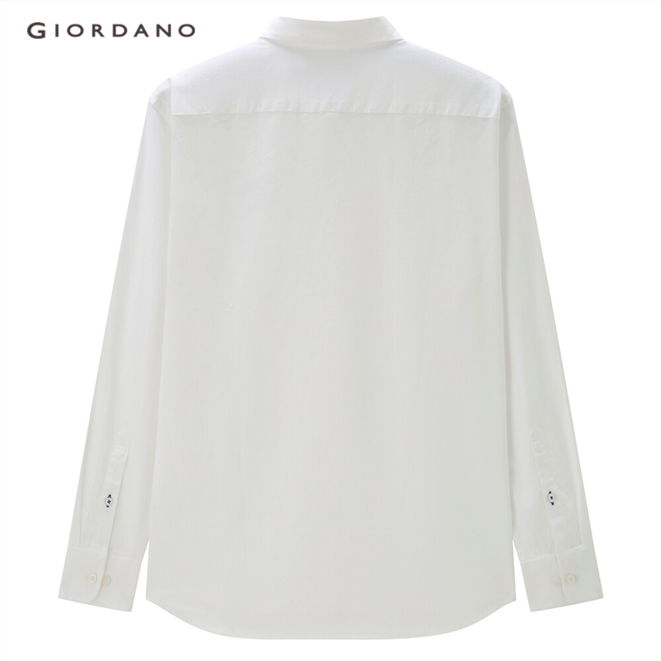 GIORDANO MEN Frog embroidered oxford slim long sleeve shirt 90042078