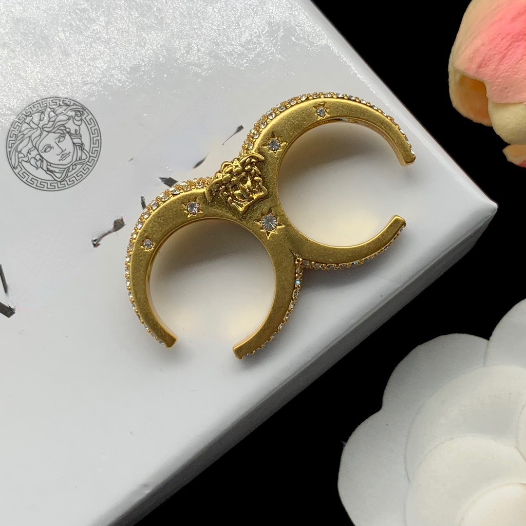 [V home] Nhẫn mạ vàng kim cương Medusa / Nhẫn hai tay / 09250
