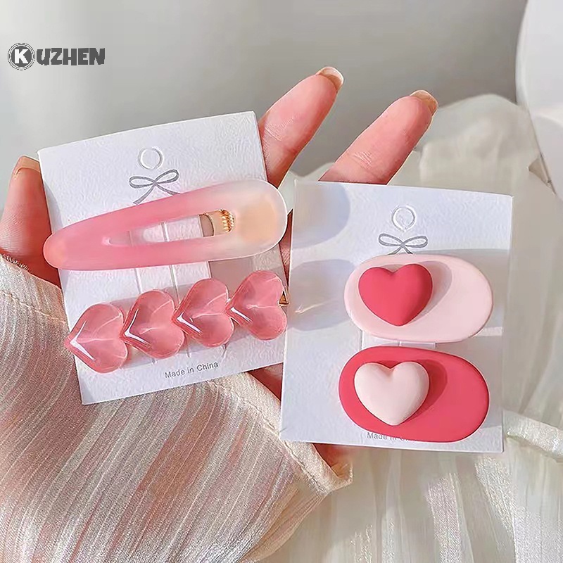 Kuzhen Set 2 / 3 Kẹp Tóc Hình Nơ / Hoa / Trái Tim Nhỏ Gọn Dễ Thương Cho Bé Gái