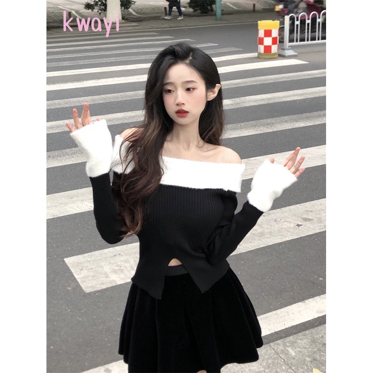 Kwayi Áo Len áo khoác cardigan Phong cách Comfortable Trendy Casual WXF2392YDW 39Z230925