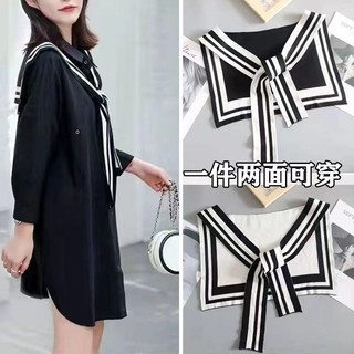 Vòng cổ giả hai mặt màu xanh navy đa năng thời trang bốn mùa phong cách mới cho học sinh
