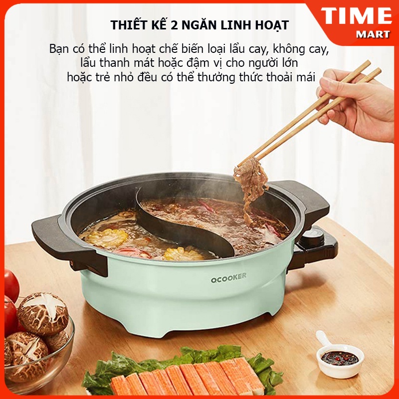 Nồi lẩu uyên ương Xiaomi Qcooker nồi lẩu đa năng 2 ngăn dành cho gia đình thiết kế hiện đại cao cấp