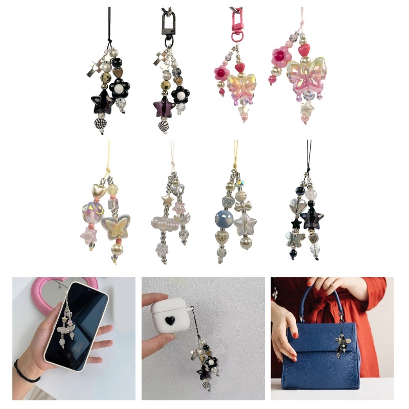 ✿ Dây Đeo Điện Thoại Đính Hạt Hình Ngôi Sao / Bông Hoa Xinh Xắn y2k