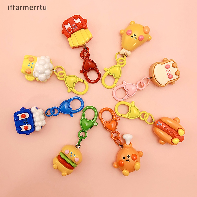 Móc Khóa Mô Phỏng Thức Ăn Chiên / hamburger / Gà Con Dễ Thương Vui Nhộn Dùng Để Trang Trí