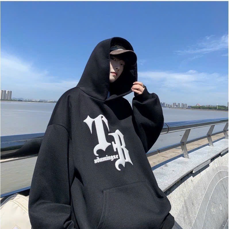 Áo Hoodie Mũ 2 Lớp Form Rộng Chữ TB Chất Nỉ Bông Cao Cấp