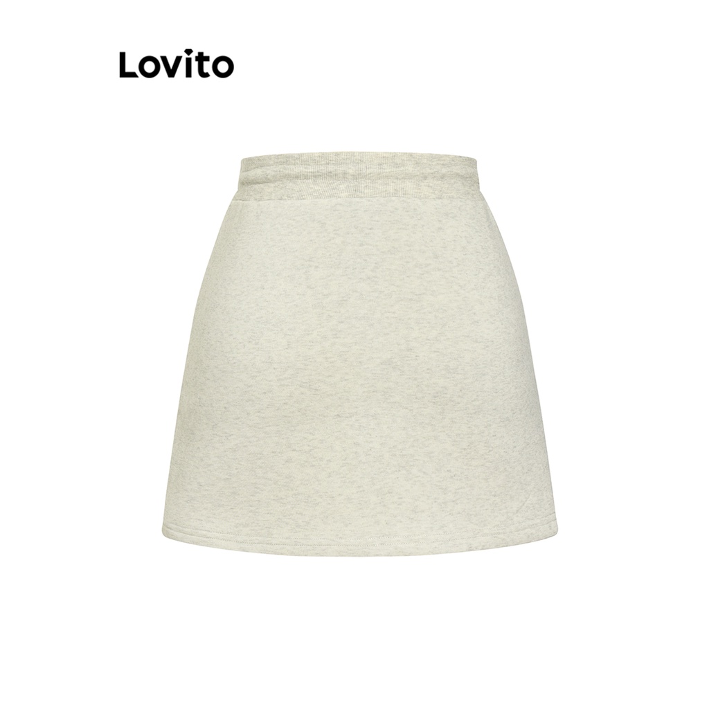 Chân váy Lovito dây rút buộc dây phối túi màu trơn thường ngày cho nữ L64AD070