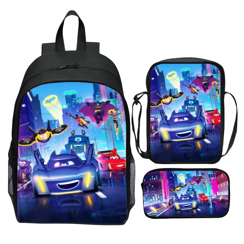 Bộ 3 Ba Lô + Túi Đeo Vai + Túi Đựng Bút Họa Tiết Hoạt Hình BATWHEELS 3D Trọng Lượng Nhẹ Chống Thấm Nước Thoải Mái Cho Bé
