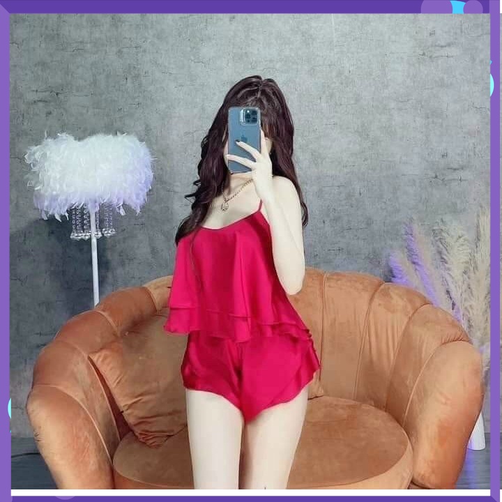 set bộ ngủ áo 2 dây quần đùi, set đồ bộ nữ 2 dây quần đùi satin cao cấp mềm mịn mát - CN10