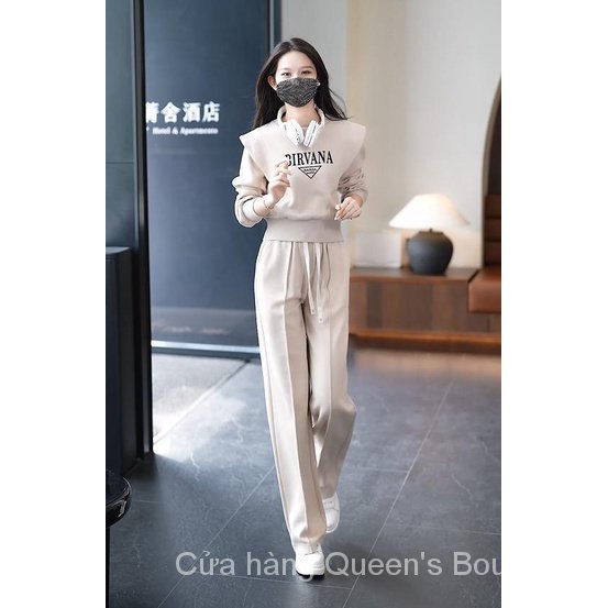Set Đồ Thể Thao Hai Món Màu Trơn Thời Trang Xuân Thu 2023 Phong Cách Phương Tây Cho Nữ