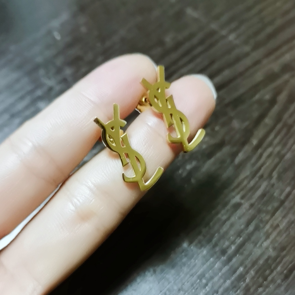 Khuyên Tai ysl Bằng Thép Titan Đơn Giản Thanh Lịch / Cá Nhân / Tinh Tế Cho Nữ
