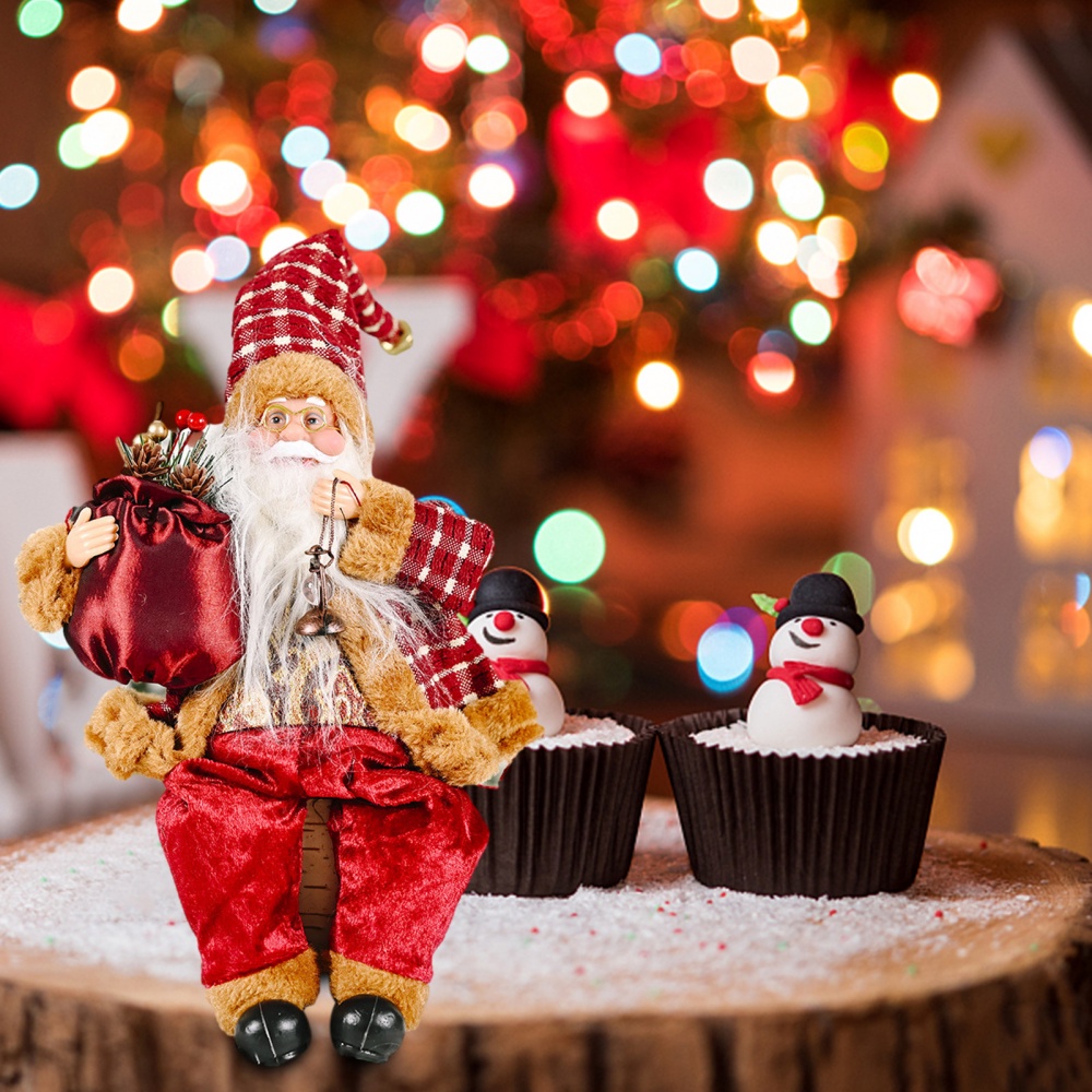 Búp Bê Ông Già Noel Trang Trí Cây Thông Giáng Sinh Kèm Túi Quà Tặng Để Bàn Trang Trí