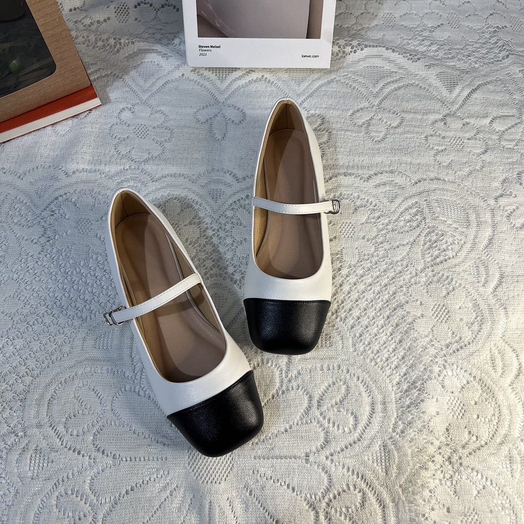 Giày búp bê bigsize tiểu thư mũi vuông vá mũi bệt size 40-44