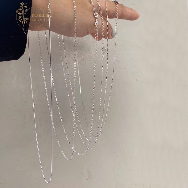 Roselife Vòng cổ Bạc s925 Trơn Không Gây Dị Ứng Dành Cho Nam Và Nữ