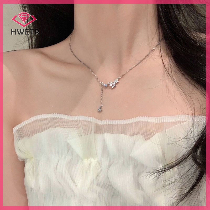 Vòng cổ Mặt Hình Ngôi Sao Đính Đá zircon Lấp Lánh Cho Nữ Mới