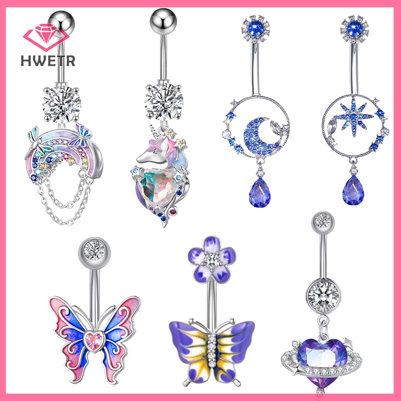 Khuyên Rốn Thép Không Gỉ Hình Kỳ Lân Đính Đá zircon Mới