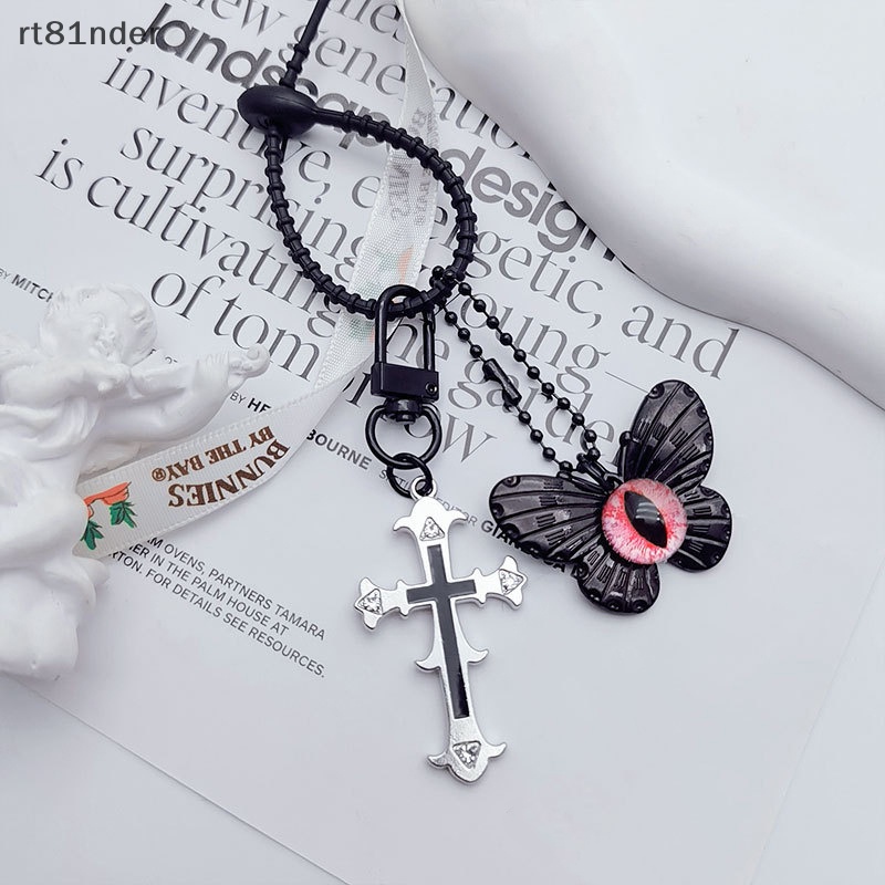 Rt Móc Khóa Hình Bướm / Chữ Thập / Chữ Thập Màu Đen Phong Cách punk vintage y2k Thời Trang Cho Nữ