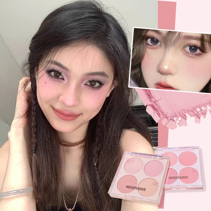 Derf Bảng Phấn Má Hồng 4 Màu Tự Nhiên Làm Sáng Da Chống Thấm Nước