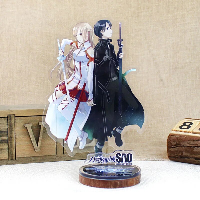 Mô hình Standee Sword Art Online Anime Yuuki Asuna Acrylic Kirigaya Kazuto Phụ kiện trang trí để bàn góc học tập
