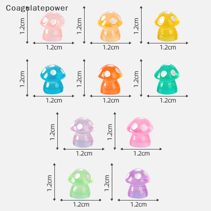 Bộ 10 Tượng Nấm Phát Sáng Nhiều Màu Trang Trí Sân Vườn