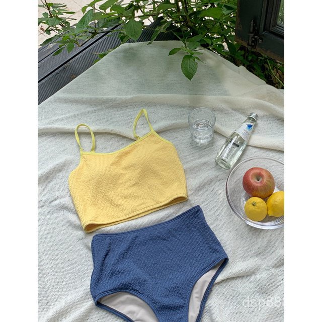 New 23 new ins style new contrast color sling simple high waist two-piece swimsuit women's holiday hot spring bikini swimsuit JVGI