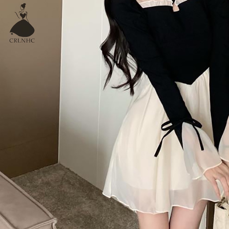 Crlnhc Đầm Dài Tay Phối Lưới Thanh Lịch Thời Trang Mùa Thu Cho Nữ vn