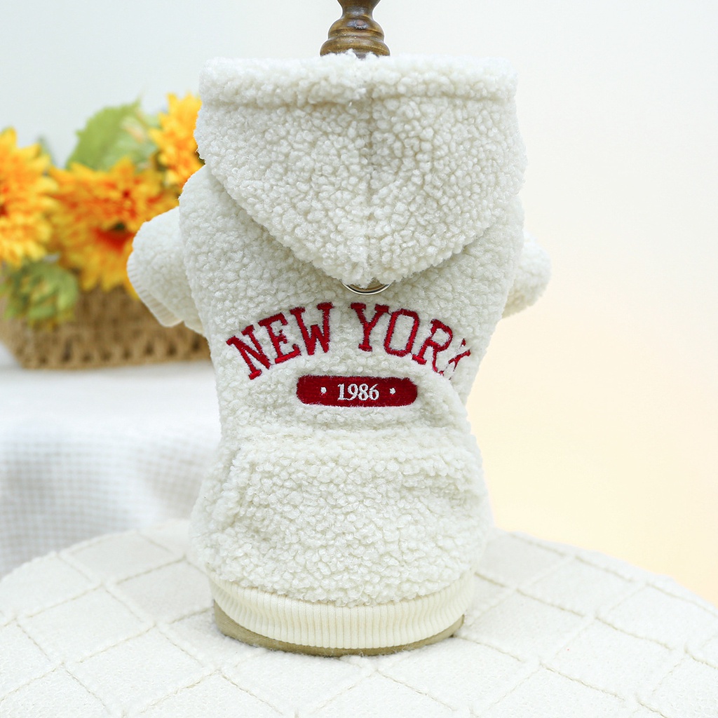 Áo hoodie Vải Bông Giữ Ấm In Chữ new york Thời Trang Mùa Đông Dành Cho Chó Mèo