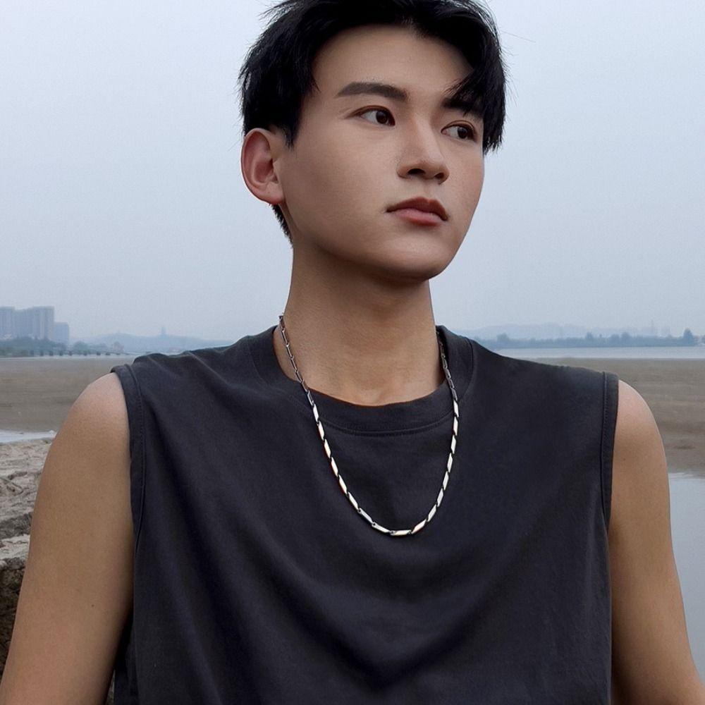 Vòng cổ Thép Titan Mặt Hình Thoi Phong Cách hip hop Đường Phố Hàn Quốc