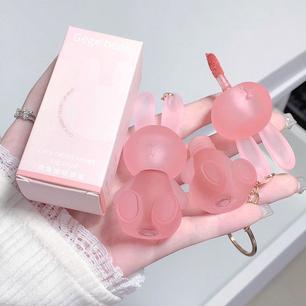 Son Môi minijumie Đất Sét Chống Thấm Nước Chống Dính Cốc Thiết Kế Thỏ Dễ Thương Kèm Móc Khóa
