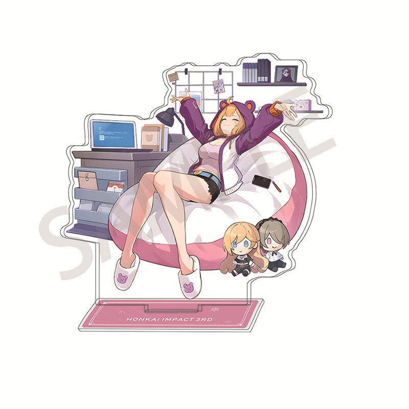 Mô hình Standee Honkai Impact 3 Standing Anime Susana Kiana Kaslana in hình nhân vật 2 mặt rõ nét decor để bàn