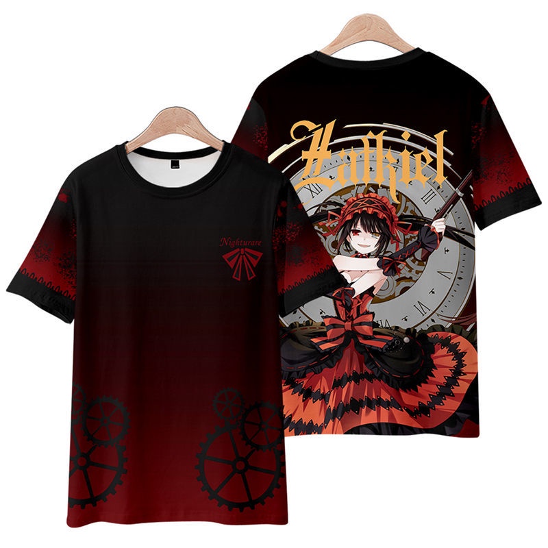 Áo nam Ngắn Tay In Hình 3d Nhân Vật anime date a live girl tokisaki Kuroli nightmare