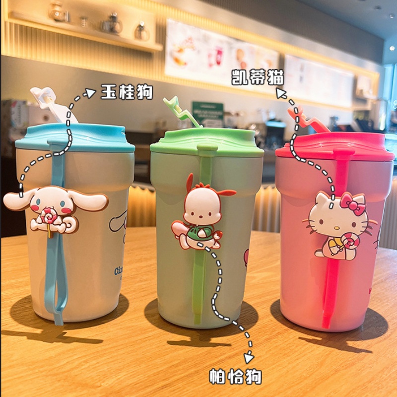 Bình Nước Giữ Nhiệt 450ml sanrio kt Bằng Thép Không Gỉ 316 Họa Tiết Hoạt Hình Đáng Yêu
