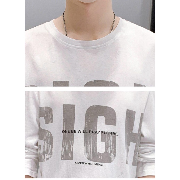 Áo Thun cotton Tay Dài Cổ Tròn Thời Trang Xuân Thu Cho Nam Giới size m-4xl