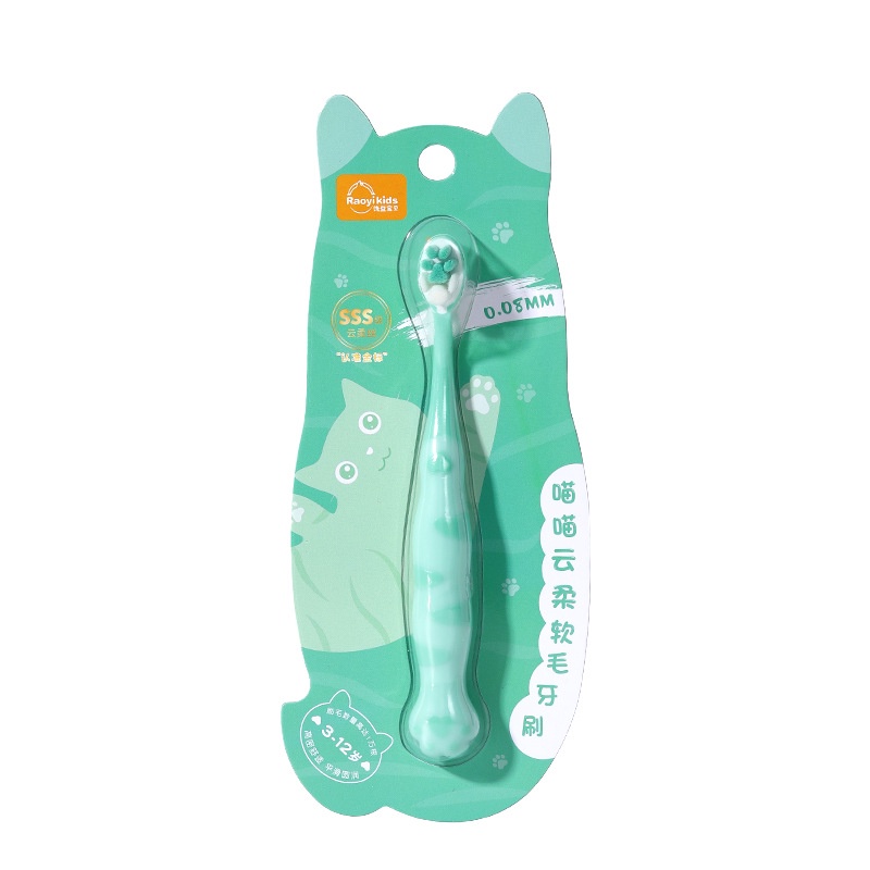 Bàn Chải Đánh Răng Lông Mềm Hình Chân Mèo Hoạt Hình Cho Bé 2-12 Tuổi x9mz