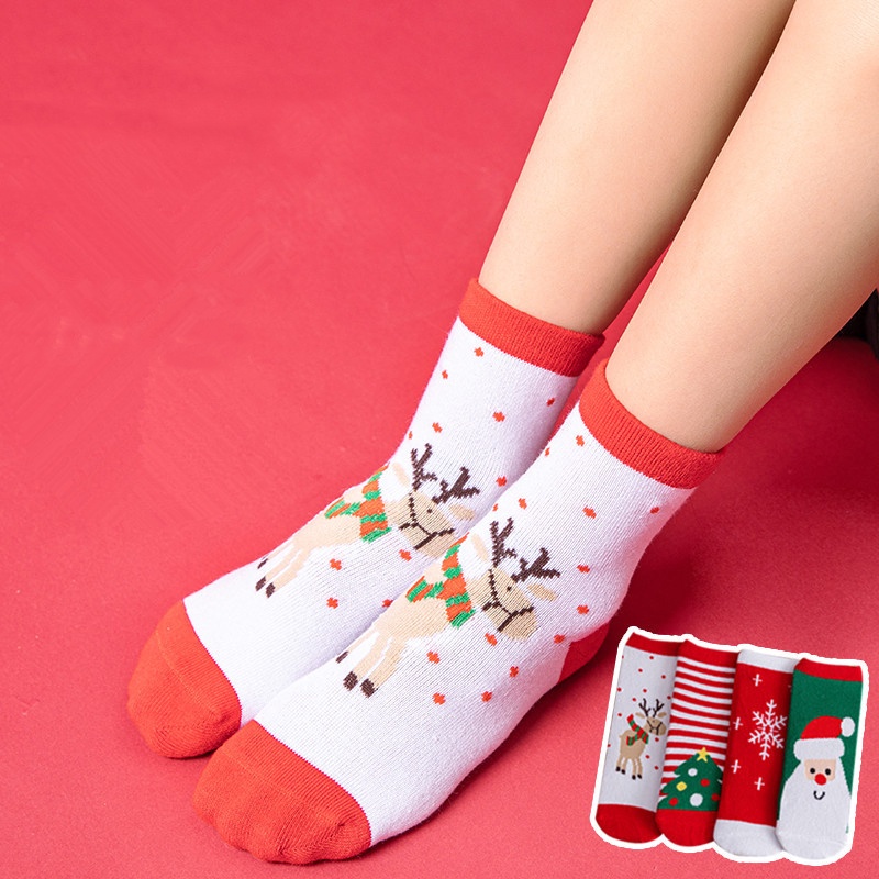 1 Đôi Tất cotton In Hình Giáng Sinh Năm Mới Cho Bé