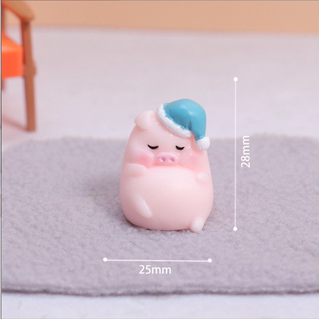 Tượng heo con bed time decor bàn học, terrarium