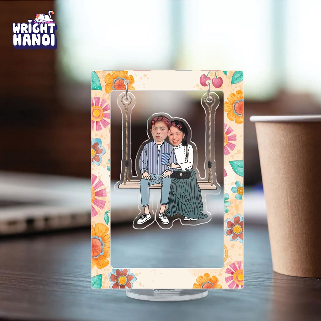 Mô hình mica in theo yêu cầu standee lắc lư đu đu cặp đôi đáng yêu cho người yêu, bạn gái, bạn trai