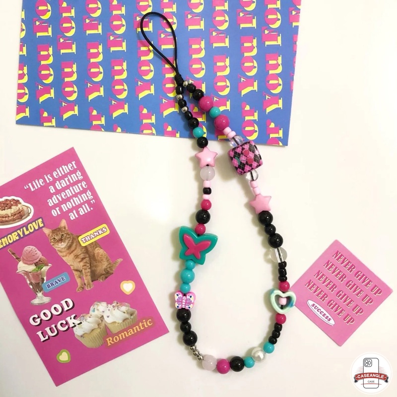 Chuỗi Hạt acrylic Thủ Công Nhiều Màu Sắc Chống Thất Lạc Thời Trang Nữ Tính Kèm Dây Đeo Điện Thoại